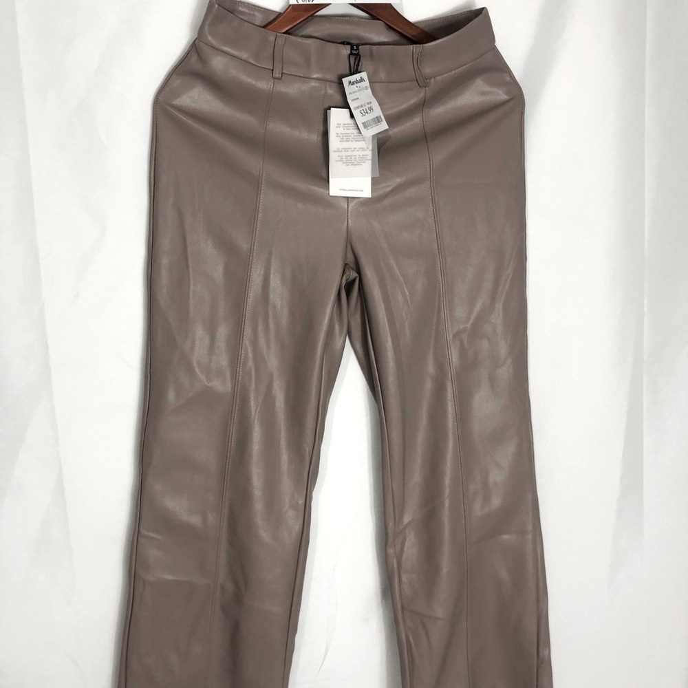 wide leg high waist leather pants
